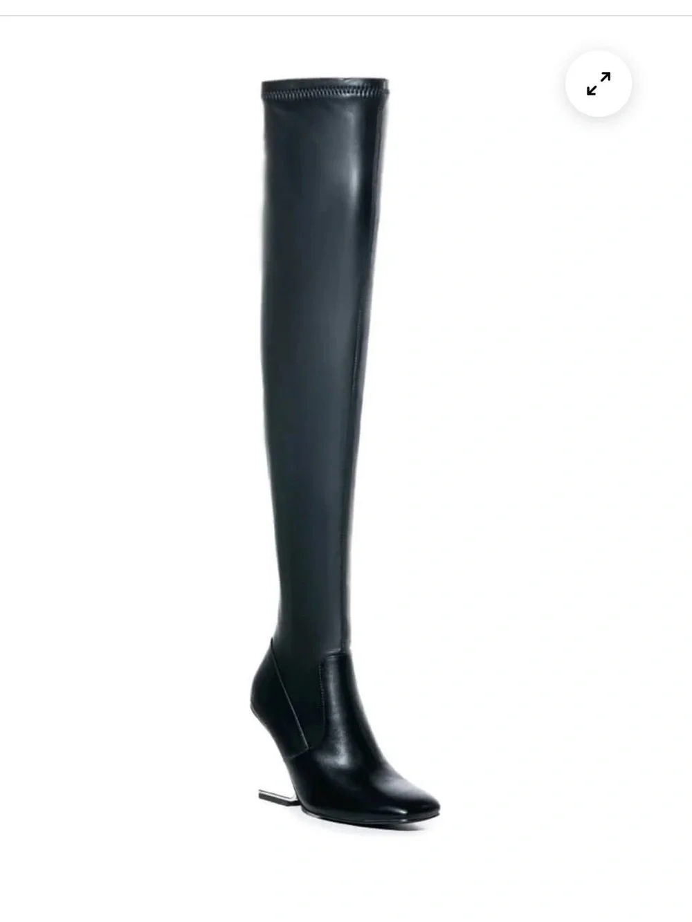 Over-the-Knee Black Stretch Leather Boots - Women